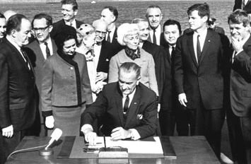 President Johnson Signs 1965 INS Act - Note Ted Kennedy